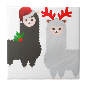 christmas reindeer alpacas ceramic tile
