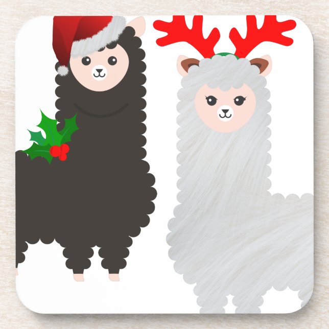 christmas reindeer alpacas coaster (Front)