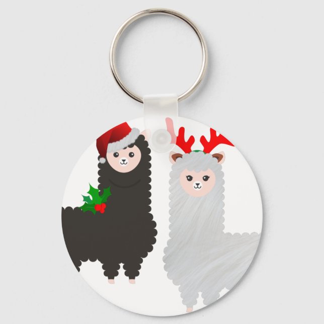 christmas reindeer alpacas key ring (Front)