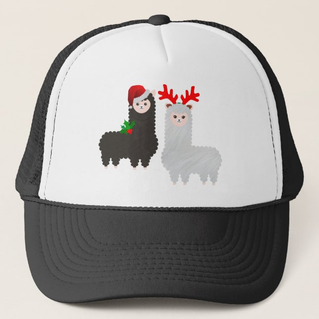 christmas reindeer alpacas trucker hat (Front)
