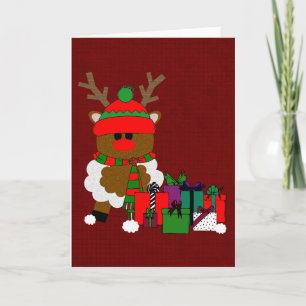 Christmas Reindeer and Presents Holiday Card