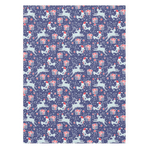 Christmas reindeer and singing bird table cloth