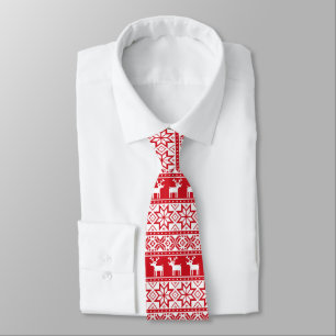 Christmas Reindeer and snowflake ugly sweater tie