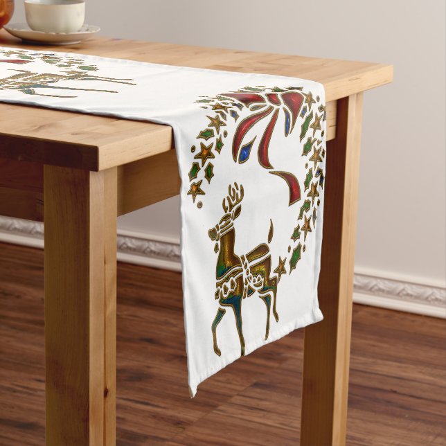 Christmas Reindeer and Stars Short Table Runner (In Situ)