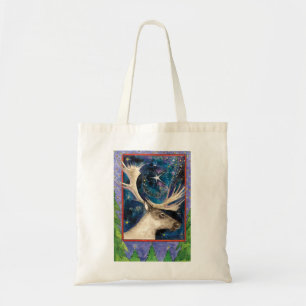 Christmas Reindeer at Night with a Shining Star Tote Bag