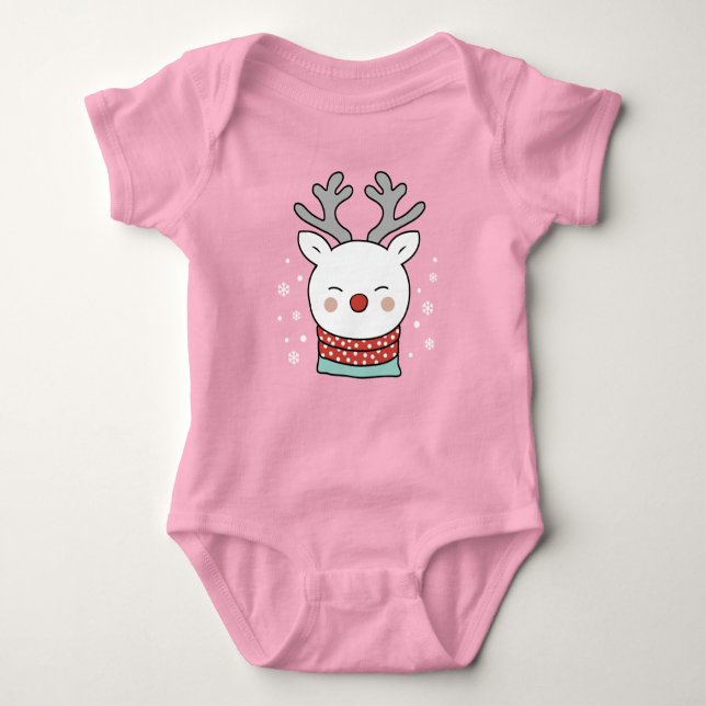 Christmas Reindeer Baby Bodysuit (Front)