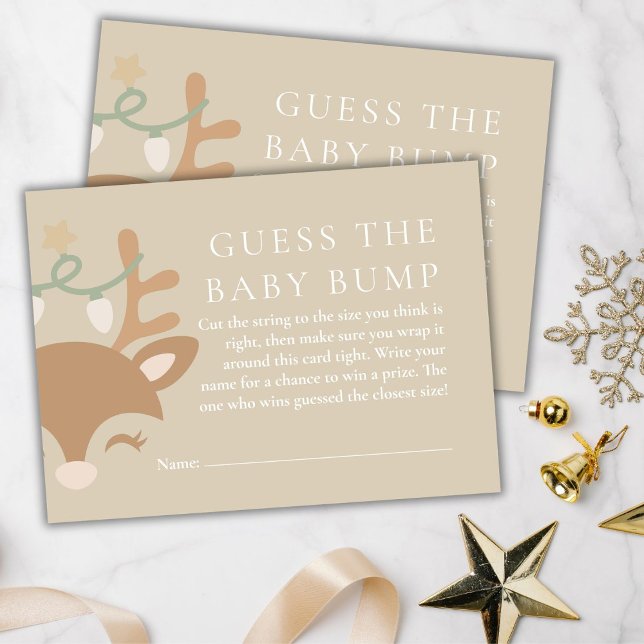 Christmas Reindeer Baby Shower Baby Bump Game Enclosure Card (Creator Uploaded)