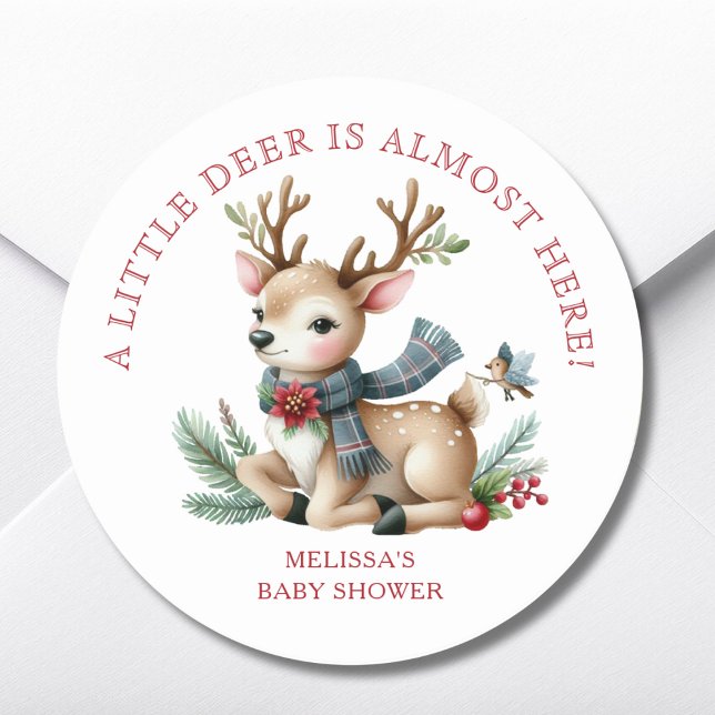 Christmas Reindeer Baby Shower Favour Sticker (Creator Uploaded)