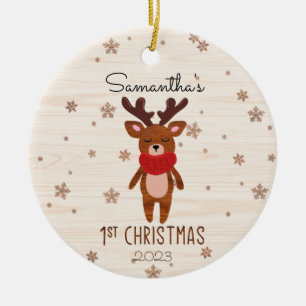 Christmas Reindeer Baby's First Christmas Ceramic Ornament
