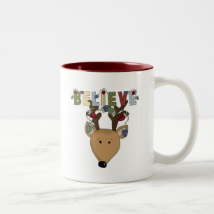 Christmas Reindeer Believe Two-Tone Coffee Mug
