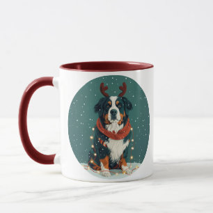 Christmas Reindeer Bernese Mountain Dog Mug
