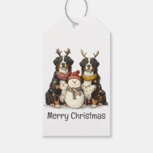 Christmas Reindeer Bernese Mountain Dogs Gift Tags