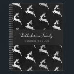 Christmas reindeer black chalkboard to do lists notebook<br><div class="desc">A Christmas to-to list notebook.  Black chalkboard background,  faux silver reindeer pattern.  Personalise and add your name and a title.</div>