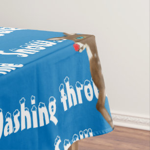 Christmas Reindeer Blue White Tablecloth