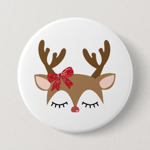 Christmas Reindeer Button