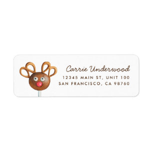 Christmas Reindeer Cake Pop Return Address Label