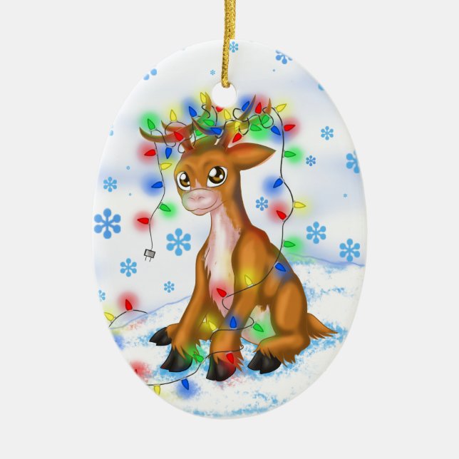 Christmas Reindeer Ceramic Ornament (Front)