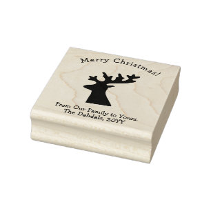 Christmas Reindeer Cheerful Holiday Wish Rubber Stamp