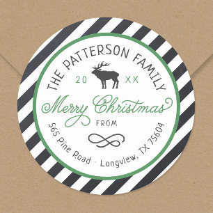Christmas Reindeer Circle Return Address Label