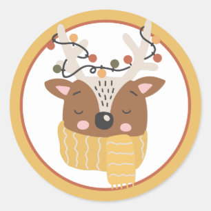 Christmas Reindeer  Classic Round Sticker