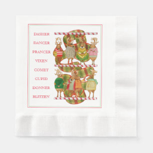 CHRISTMAS REINDEER Coined Luncheon Paper Napkins