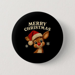 Christmas Reindeer Crochet Cute Merry Christmas Re 6 Cm Round Badge