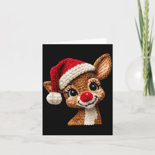 Christmas Reindeer Crochet Cute Merry Christmas Re Card