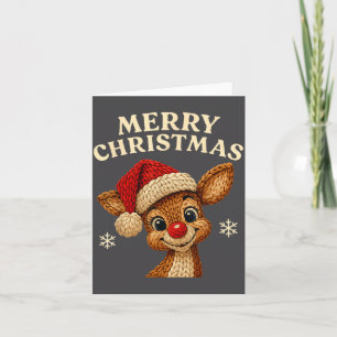 Christmas Reindeer Crochet Cute Merry Christmas Re Card