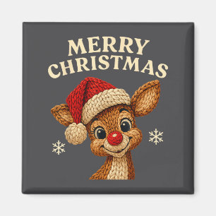 Christmas Reindeer Crochet Cute Merry Christmas Re Magnet
