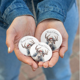 Christmas Reindeer, customisable 3 Cm Round Badge