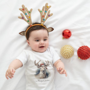 Christmas Reindeer, customisable Baby Bodysuit