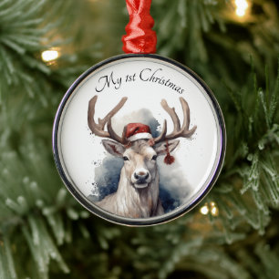 Christmas Reindeer, customisable Metal Ornament
