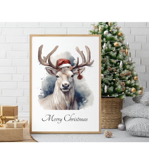 Christmas Reindeer, customisable Poster