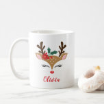 Christmas Reindeer Cute Face Coffee Mug<br><div class="desc">Christmas reindeer cute girl face mug.</div>