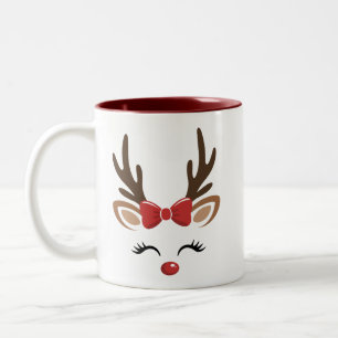 Christmas Reindeer Cute Holiday Winter Two-Tone Coffee Mug