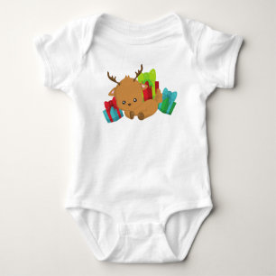 Christmas Reindeer, Cute Reindeer, Gifts, Presents Baby Bodysuit