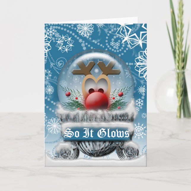 Christmas Reindeer Cute Snowglobe Photo Template (Front)