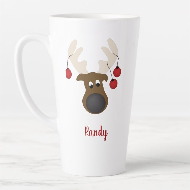 Christmas Reindeer Deer Personalised 17oz Latte Mug (Left)