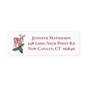 Christmas Reindeer Deer Red Winter Wedding Party Return Address Label