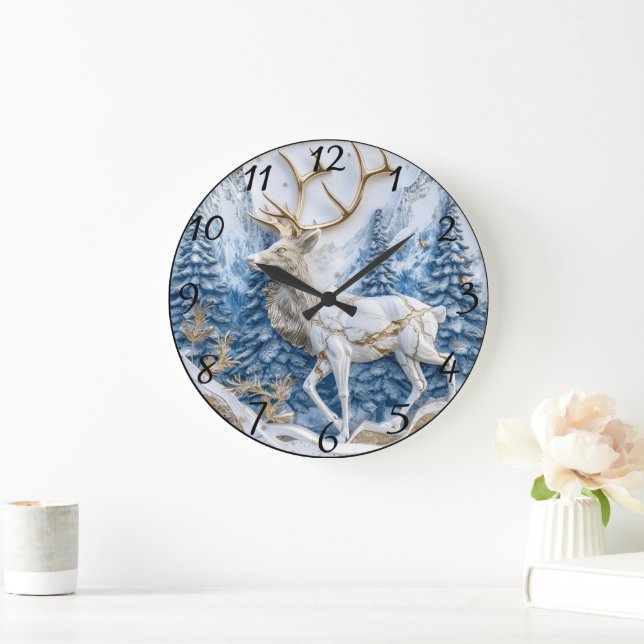 Christmas Reindeer Delight Décor Large Clock (Home)