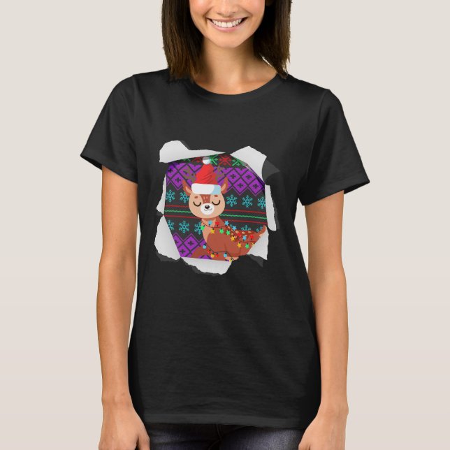 Christmas Reindeer Design Ugly Chrismas  T-Shirt (Front)
