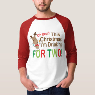 Christmas reindeer drinking for two pregnan T-Shirt
