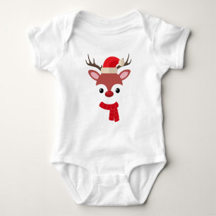 Christmas Reindeer face Baby Bodysuit