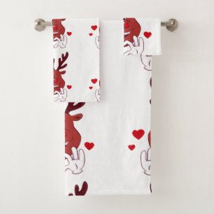 Christmas Reindeer face Bath Towel Set