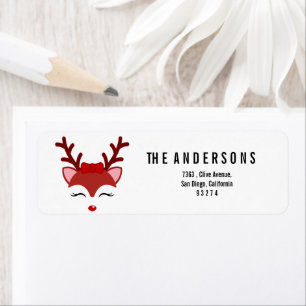 Christmas Reindeer face Return Address Label