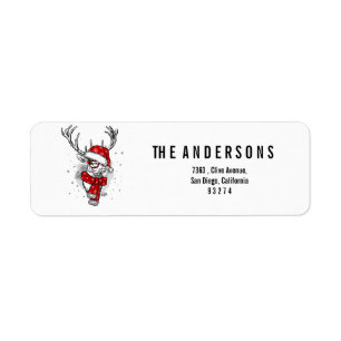 Christmas Reindeer face Return Address Label