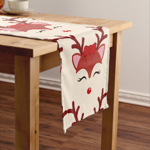 Christmas Reindeer face Short Table Runner