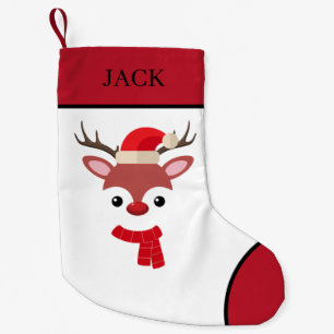 Christmas Reindeer face Small Christmas Stocking