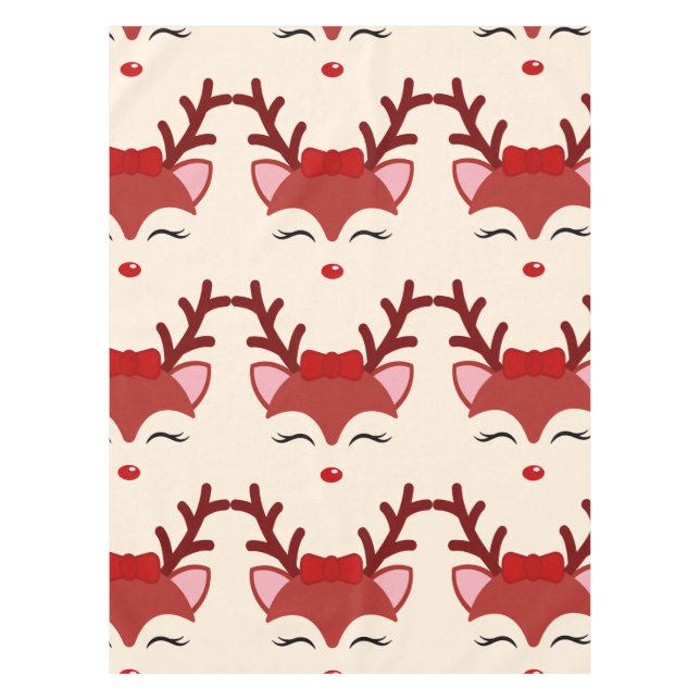 Christmas Reindeer face Tablecloth (Front)