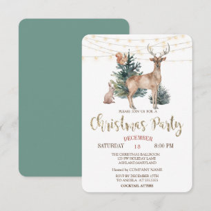 Christmas Reindeer,Forest Christmas Party   Invitation